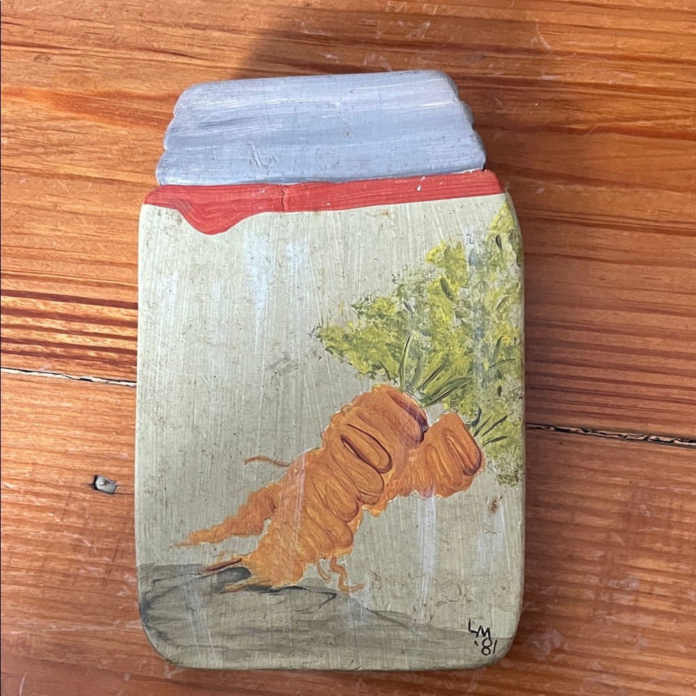 Handcrafted Carrot Art on Wooden Plaque